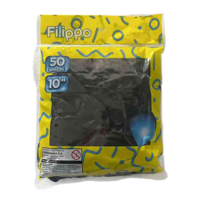 [G1154F] Globo FILIPPO 10" negro, bolsa x50