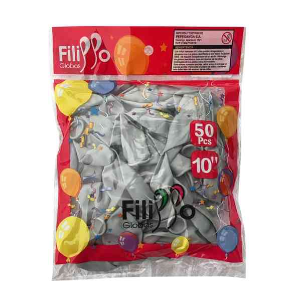 [G1154N] Globo FILIPPO 10" gris, bolsa x50