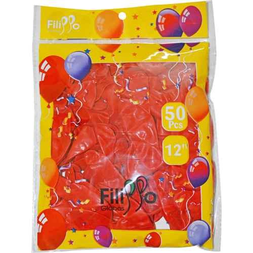 Globo FILIPPO 12" rojo, bolsa x50