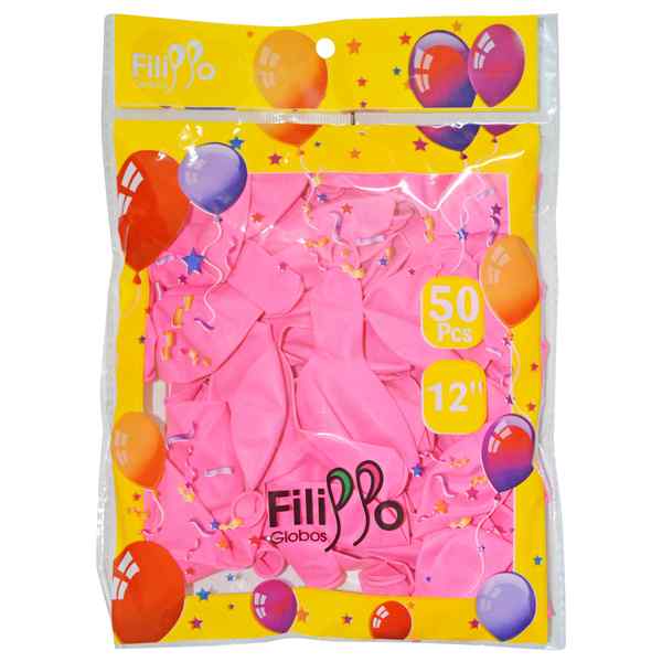 [G1156F] Globo FILIPPO 12" rosado, bolsa x50
