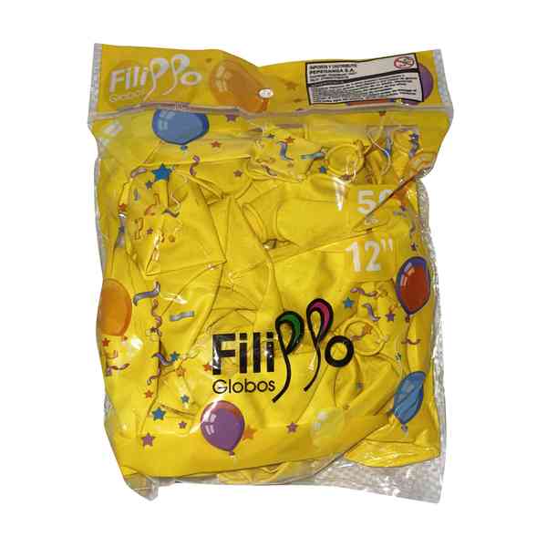 Globo FILIPPO 12" amarillo, bolsa x50