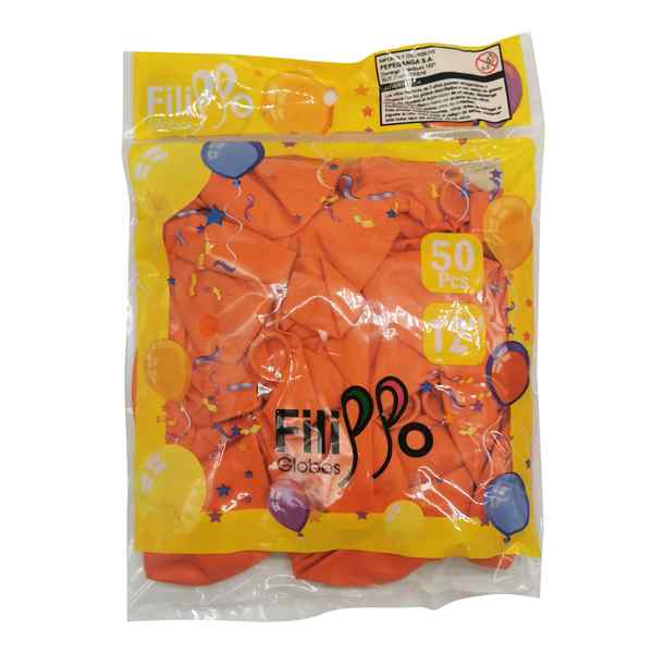 Globo FILIPPO 12" anaranjado, bolsa x50