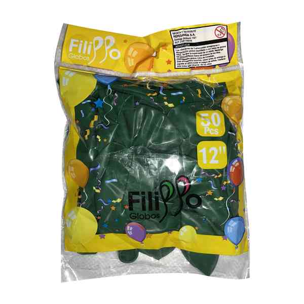 [G1156K] Globo FILIPPO 12" verde oscuro, bolsa x50