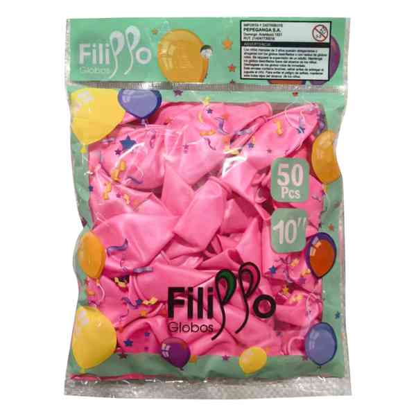 [G1281D] Globo FILIPPO 10" metalizado rosado, bolsa x50
