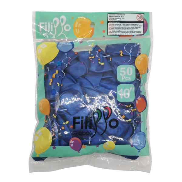 [G1281F] Globo FILIPPO 10" metalizado azul, bolsa x50