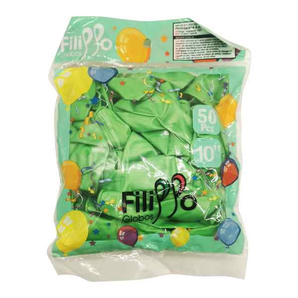 Globo FILIPPO 10" metalizado verde, bolsa x50