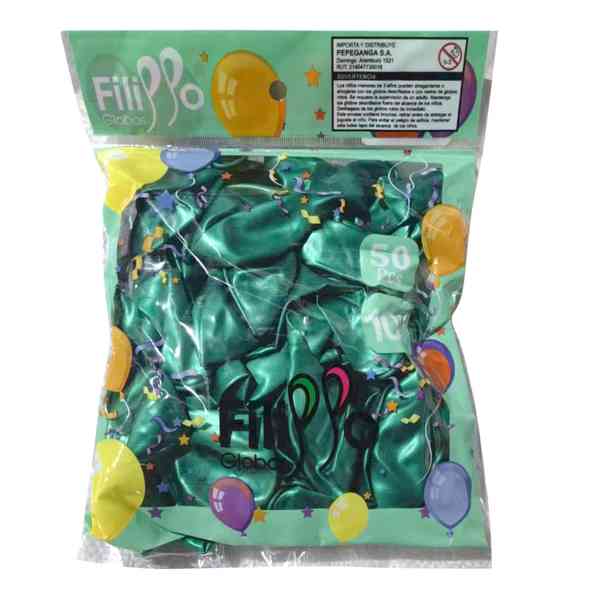 Globo FILIPPO 10" metalizado verde, bolsa x50