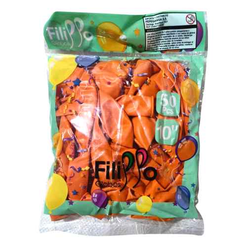 [G1281I] Globo FILIPPO 10" metalizado anaranjado, bolsa x50