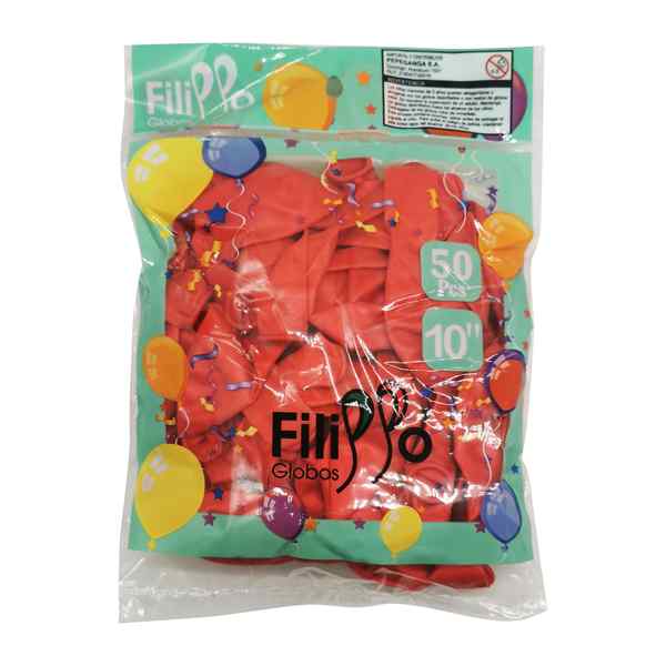 [G1281J] Globo FILIPPO 10" metalizado rojo, bolsa x50