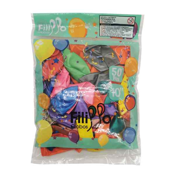 [G1281K] Globo FILIPPO 10" metalizado multicolor, bolsa x50