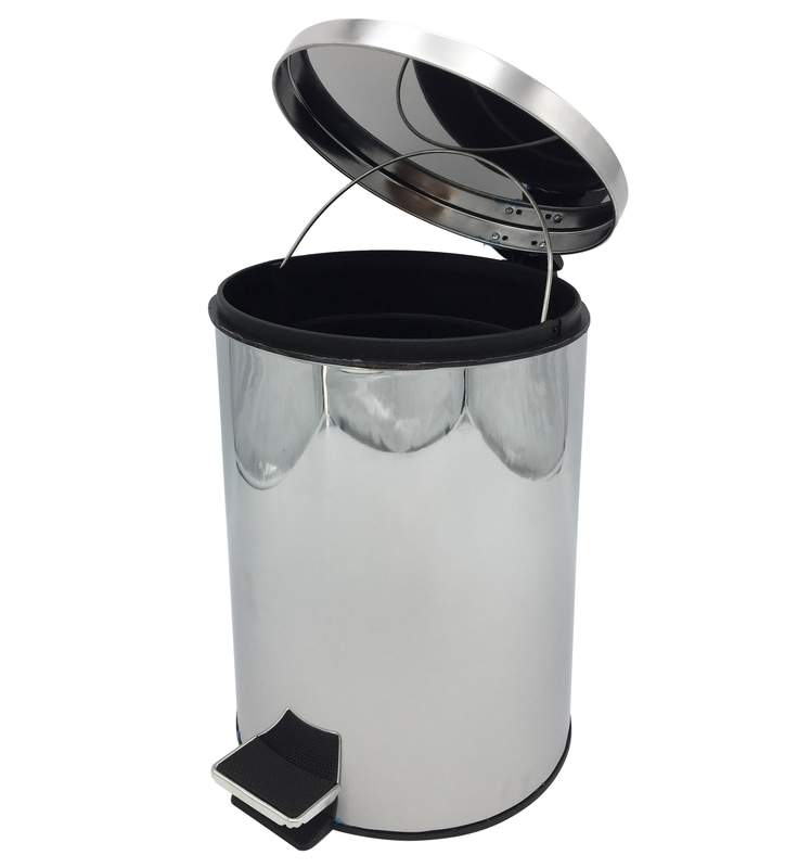 Papelera de metal 12L con pedal, en caja