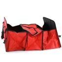 Organizador plegable para maletero con asas, 3 divisiones, una con cierre mantiene temperatura, bolsillos laterales, en bolsa
