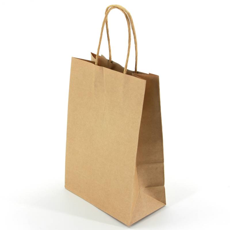Bolsa de papel marrón con asa, chica, PACK x12