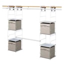 Organizador RUBBERMAID, para placard, barra para perchas, estructura para estantes y cajas plegables