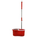 Mopa de microfibra mango de acero inoxidable extensible + balde de plástico con centrifugadora de metal varios colores