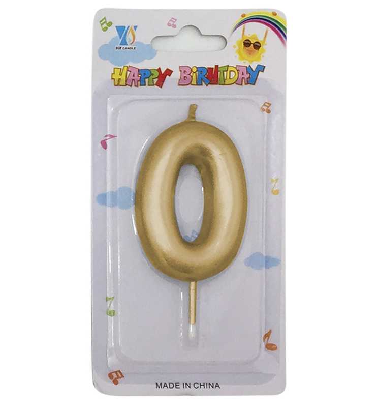[G1885J] Velita de cumpleaños dorada N°0, en blister CAJAx12