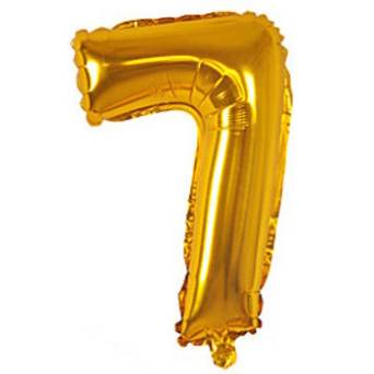 [G1906G] Globo Filippo 32" metalizado, N°7 dorado, en bolsa
