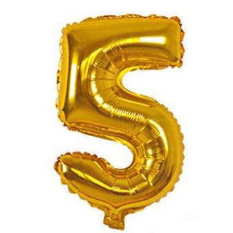 [G1945F] Globo Filippo 16" metalizado, Nº5 dorado, en bolsa
