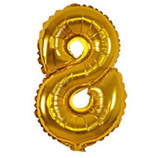 Globo Filippo 16" metalizado, N°8 dorado, en bolsa