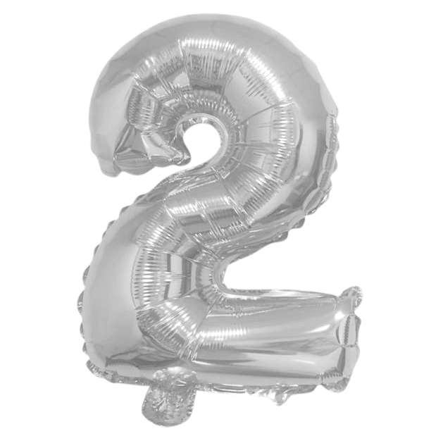 [G1946C] Globo Filippo 16" metalizado, N°2 plateado, en bolsa