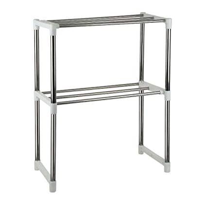 Mueble organizador de metal, multiuso extensible, 2 estantes, en caja