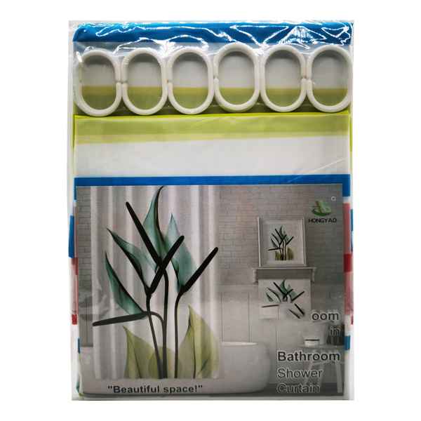 [G2174] Cortina de baño con 12 aros de plástico, de EVA, varios diseños, en bolsa