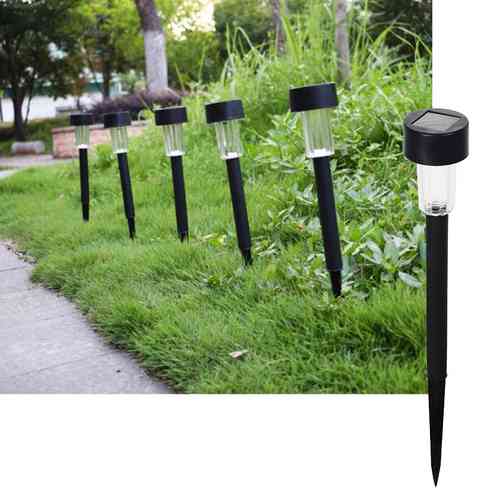 [G2213] Lámpara led pincho para jardín negro, recarga solar, CAJAx10