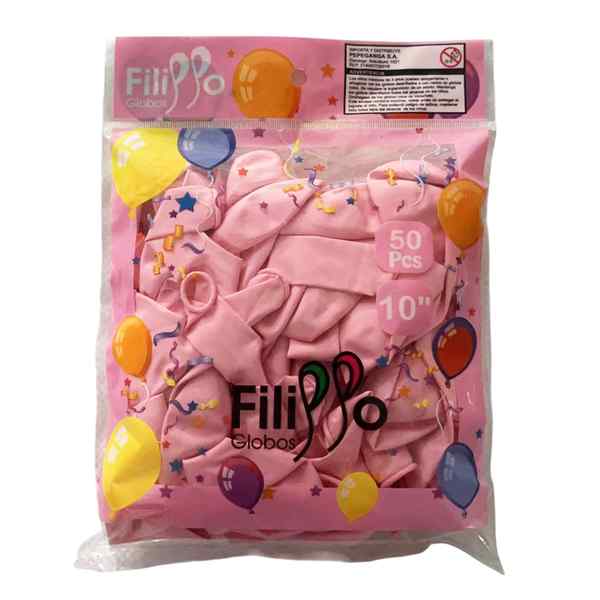 [G2256E] Globo Filippo 10" pastel rosado, bolsa x50