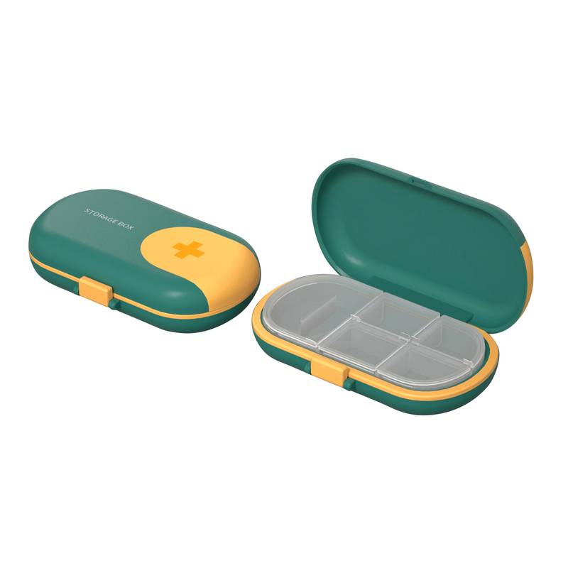 [G2359] Pastillero 5 reparticiones, con corta pastillas, en bolsa, varios colores