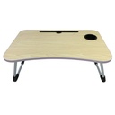 Mesa bandeja escritorio plegable para laptops, símil madera con apoya vasos, varios colores
