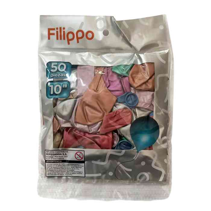[G2382A] Globo FILIPPO 10" cromado multicolor, bolsa x50