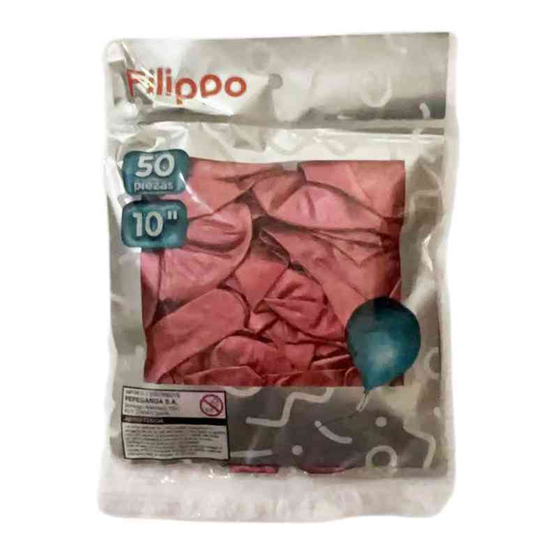 [G2382B] Globo FILIPPO 10" cromado rosado, bolsa x50