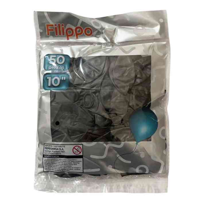 [G2382D] Globo FILIPPO 10" cromado negro, bolsa x50