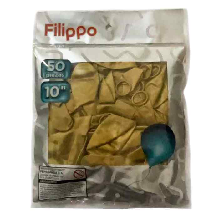 [G2382E] Globo FILIPPO 10" cromado dorado, bolsa x50