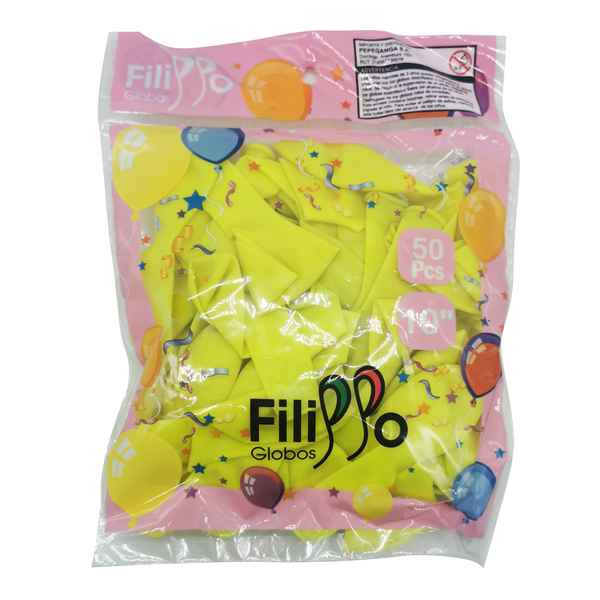 Globo FILIPPO 10" neón amarillo, bolsa x50