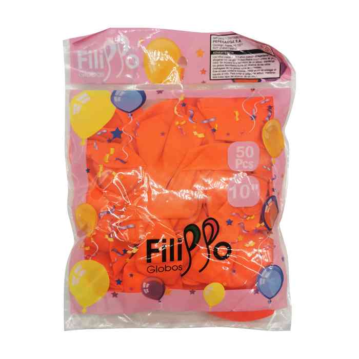 [G2383B] Globo FILIPPO 10" neón anaranjado, bolsa x50