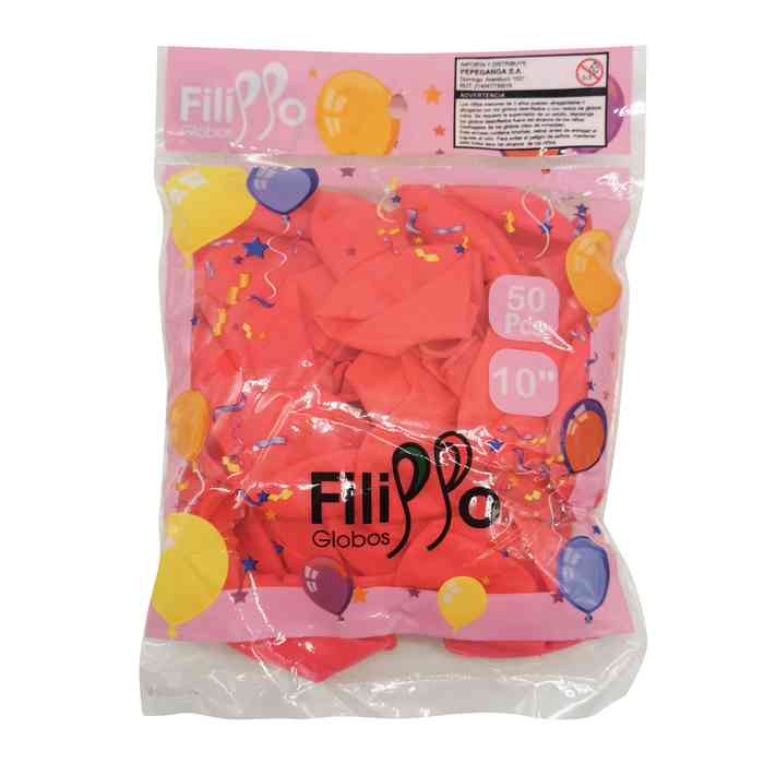[G2383C] Globo FILIPPO 10" neón rosado, bolsa x50