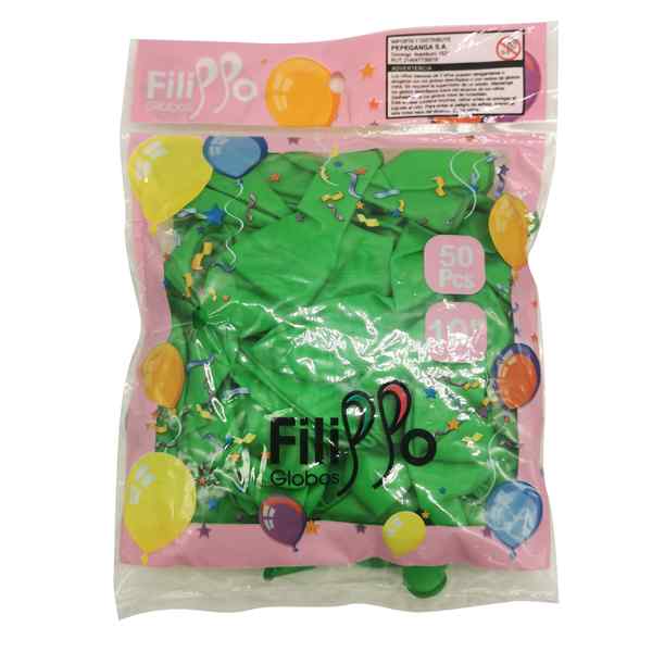Globo FILIPPO 10" neón verde, bolsa x50