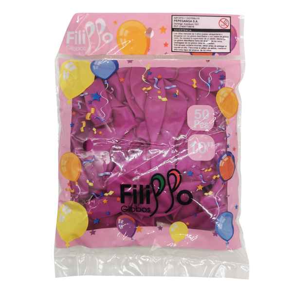 [G2383F] Globo FILIPPO 10" neón violeta, bolsa x50