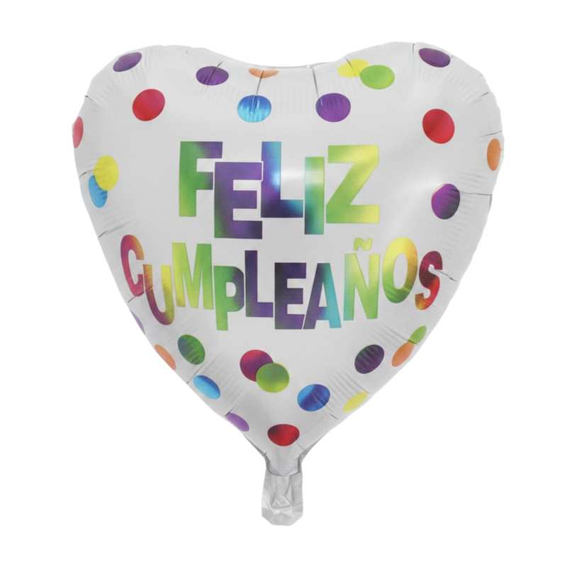 [G2417] Globo metalizado feliz cumpleaños, corazón 18" PACK x10