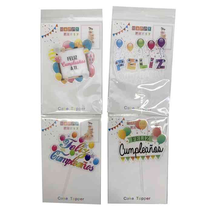 [G2439] Adorno para torta, Feliz cumpleaños PACK x12, varios modelos
