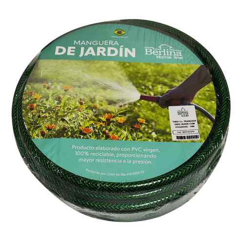 [G2637] Manguera trenzada de riego 1,2" 10m, PVC con puntero y 3acoples BERLINA HOME