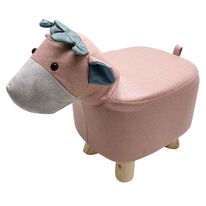 [G2673] Banquito de madera 4 patas, forrado PU varios diseños de animales en bolsa