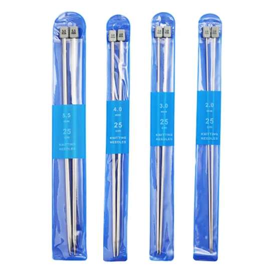 [G2689] Agujas para tejer de acero inoxidable x2, en bolsa varias medidas