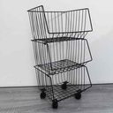Organizador de metal 3 estantes canastos, con ruedas, en caja
