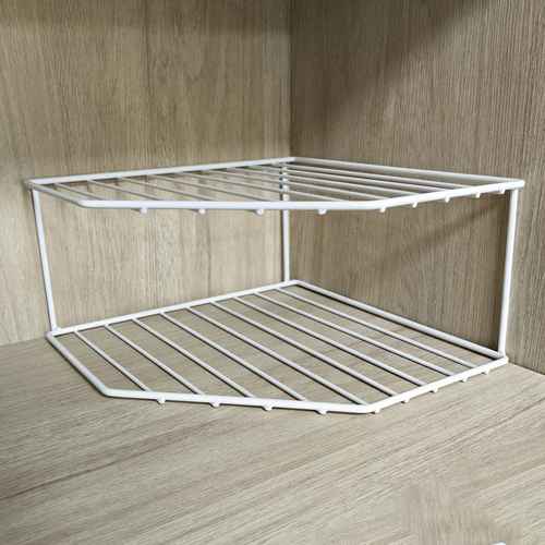 Organizador de metal con revestimiento de plástico, 2 estantes, ideal para platos