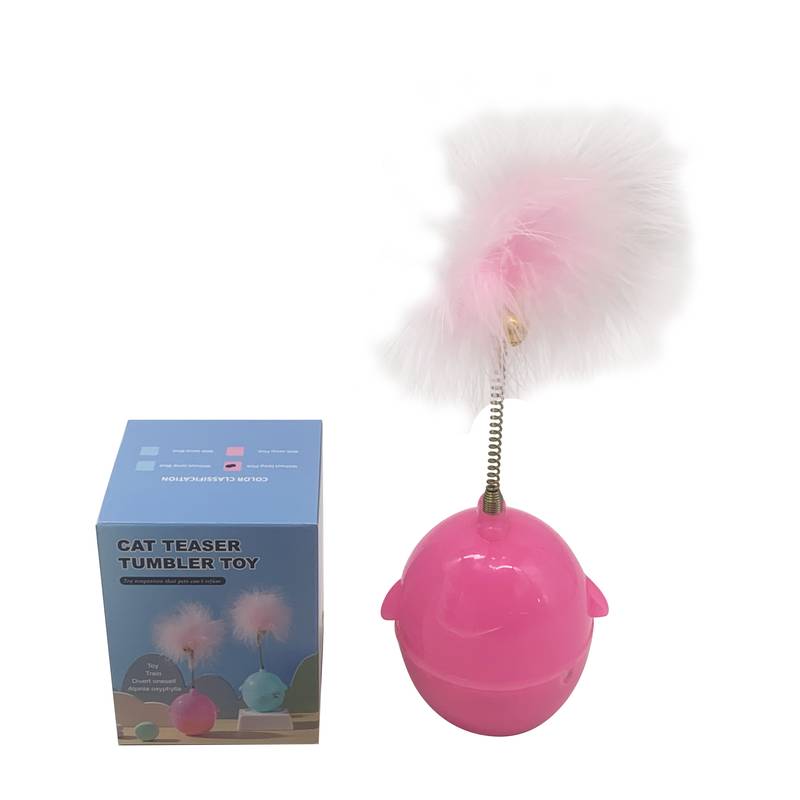 [G2730] Juguete para mascota balancín con pluma y cascabel, en caja 2 colores