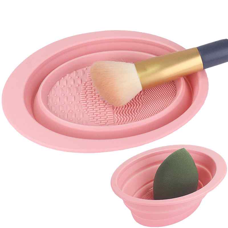 [G2783] Limpiador de brochas bowl de silicona plegable, varios colores en bolsa