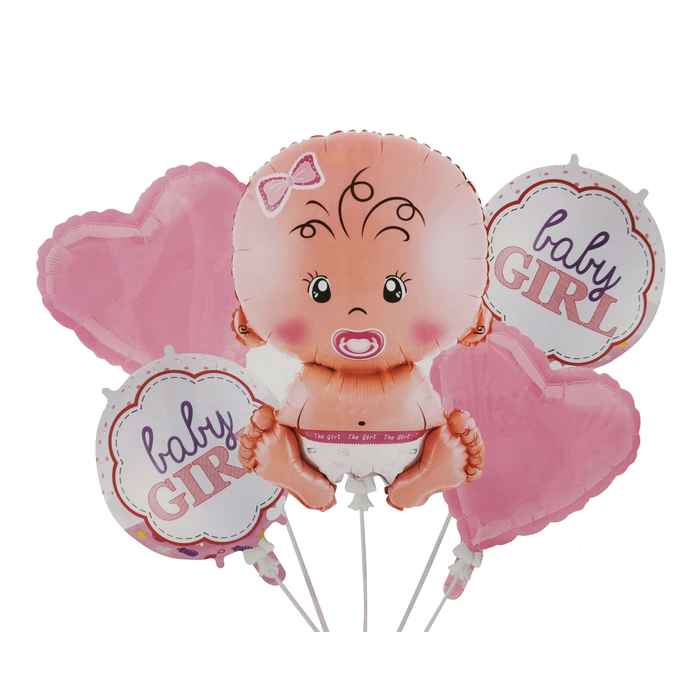 [G2808RS] Globo metalizado bebé, x5, ROSADO en bolsa