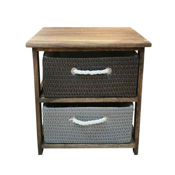 Mueble organizador de madera con 2 cajones canastos, en caja